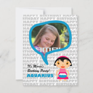 Aquarius Kids Convite de festas com foto