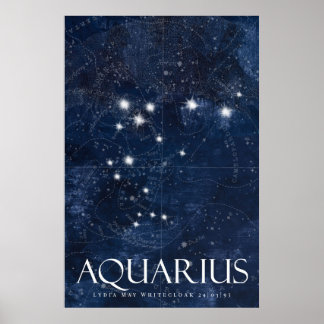 Aquarius Poster com nome, sigla de Zodiac