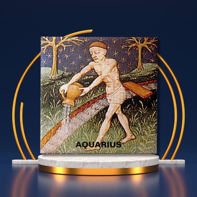 Aquarius Water Bearer Zodiac Sinal Festa de aniver (Aquarius Water Bearer Zodiac Sign Birthday Party Ceramic Tile)
