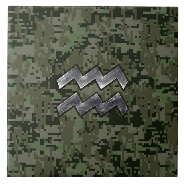 Aquarius Zodiac - Símbolo Verde Digital (Frente)