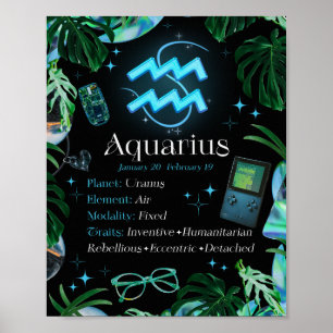 Aquarius Zodiac - Sinal de Estrela Y2K - Poster Pr