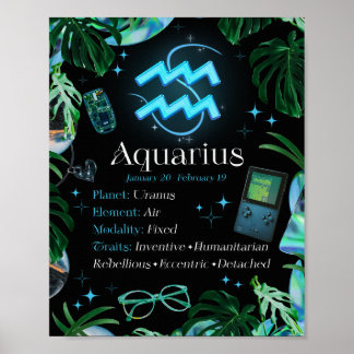 Aquarius Zodiac - Sinal de Estrela Y2K - Poster Pr