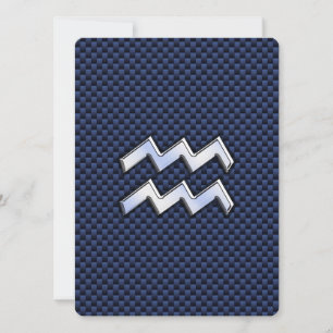 Aquarius Zodiac - Sinal na fibra de carbono azul m
