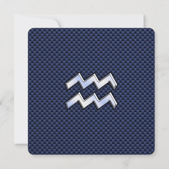 Aquarius Zodiac - Sinal na fibra de carbono azul m (Frente)