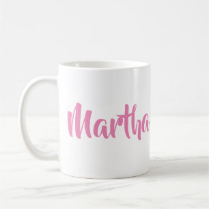 Aquele é mim. Martha na caneca de café cor-de-ro