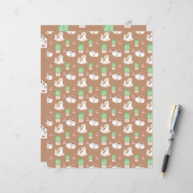 Aquele Padrão de Vida de Gato no Papel Marrom (Frente/Verso In Situ)