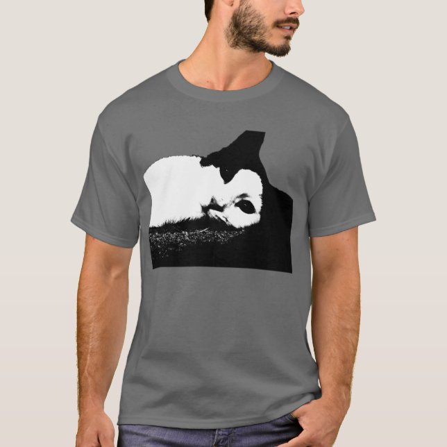 Aqui está a olhar para a camisa do seu gato (BW) (Frente)