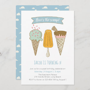 Aqui está o convite de aniversário do Sorvete