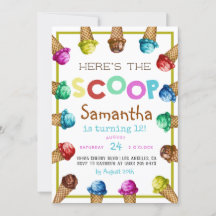 Aqui está o Convite de Aniversário do Sorvete Scoo