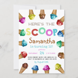 Aqui está o Convite de Aniversário do Sorvete Scoo