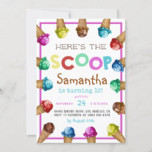 Aqui está o Convite de Aniversário do Sorvete Scoo