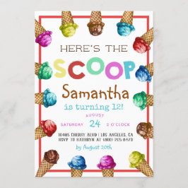 Aqui está o Convite de Aniversário do Sorvete Scoo