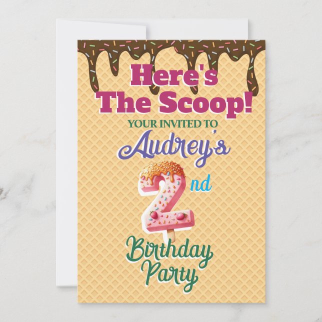 Aqui está o Convite de Waffle Cone Scoop (Frente)