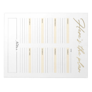 Aqui está o Planejador de Bloco de Notas Semanal d