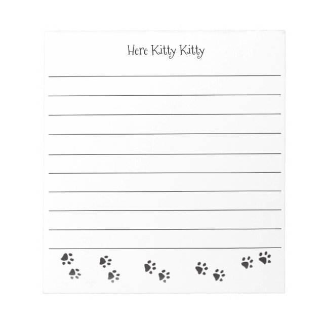 Aqui Kitty Kitty Bloco de Notas com linhas (Frente)