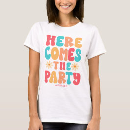 Aqui Vem a Festa Camiseta Personalizada Groovy Ret