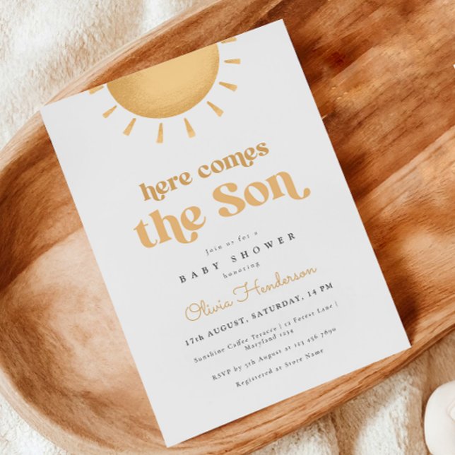 Aqui vem o Convite para Chá de fraldas Son Yellow (Criador carregado)