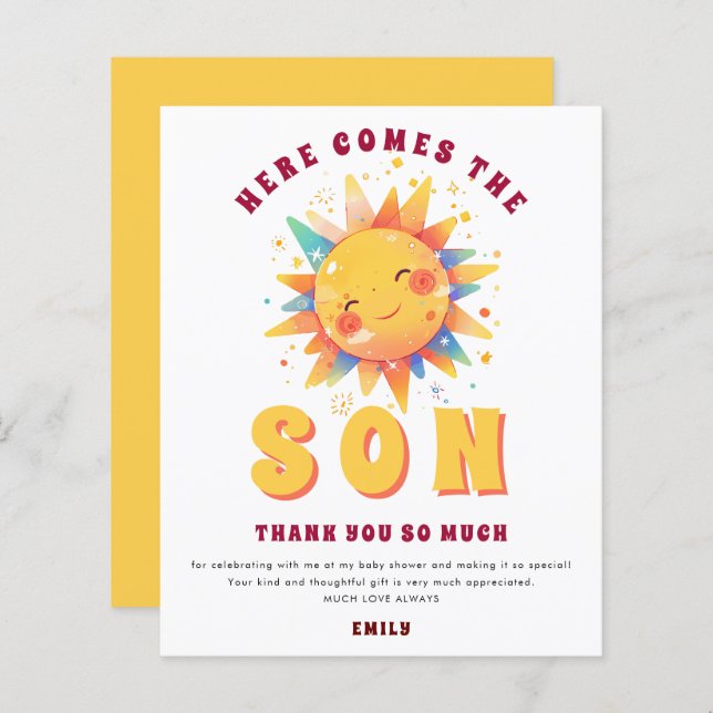 Aqui Vem O Filho Chá de fraldas Obrigado (Frente/Verso)