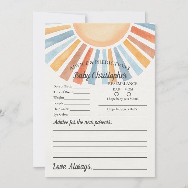 Aqui Vem o Filho Conselhos Ensolarados para Cartão (Frente)