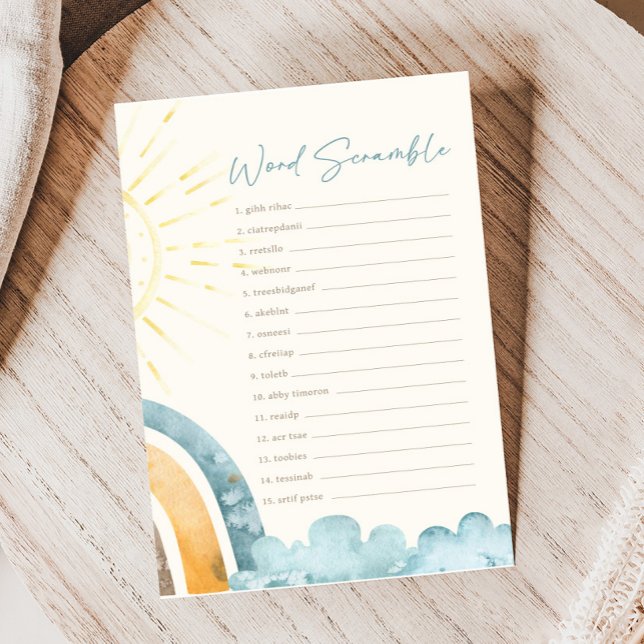 Aqui Vem o Filho Jogo de Palavras Desembaralhadas  (Here Comes the Son Baby Shower Game)