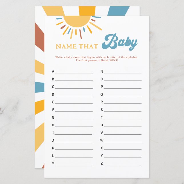 Aqui Vem O Nome Do Filho Aquele Jogo Do Bebê (Frente/Verso)