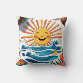 Aqui Vem o Sol – Almofada de Arremesso Boho Beach