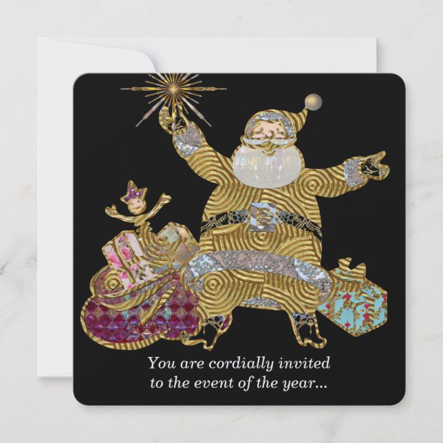 Aqui Vem Papais noeis Elegante Convite de Natal (Frente)