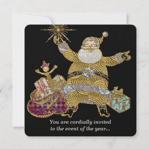 Aqui Vem Papais noeis Elegante Convite de Natal