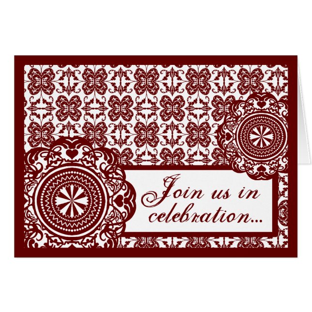 Árabe Red Lace, convite de casamento (Frente Horizontal)