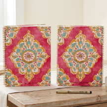 Arabesco Damasco Rosa Dourado Medalhão Monogramado