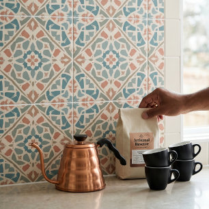 Arabesco Terroso Azulejo de Mosaico em Aquarela