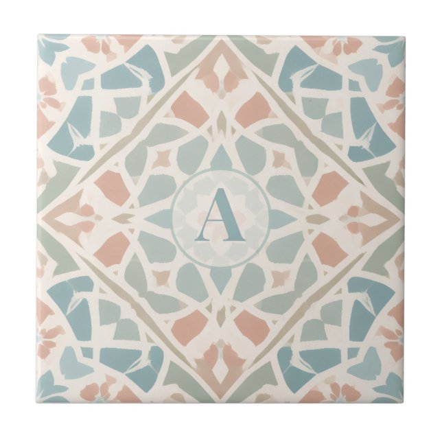 Arabesco Terroso | Letra Personalizada em Mosaico  (Frente)