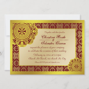 Arábico Dourado, convite de casamento 5.5x7.5
