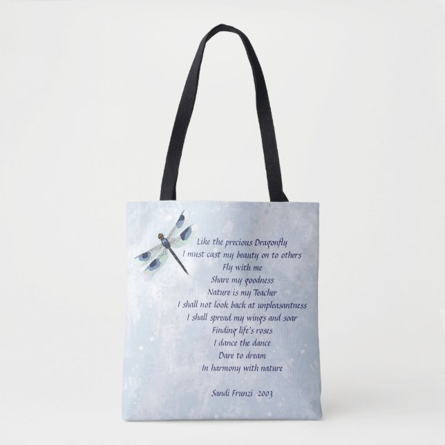 Aragonfly Poem Tote Bag
