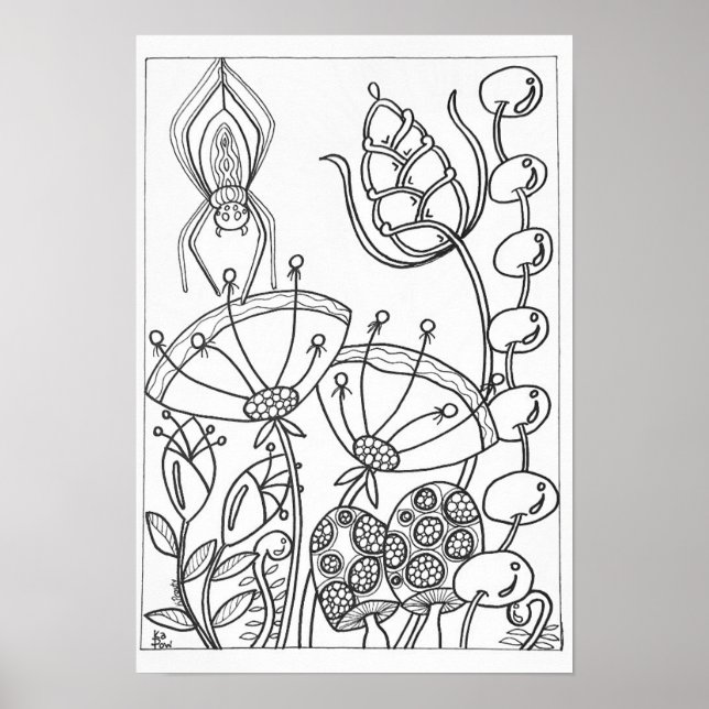 aranha poster de coloração 13x19 (Frente)