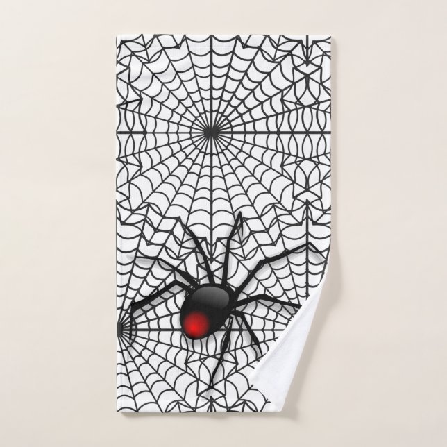 Aranha Preta e Teia de Aranha Toalha de Mão para C (Toalha de mão)