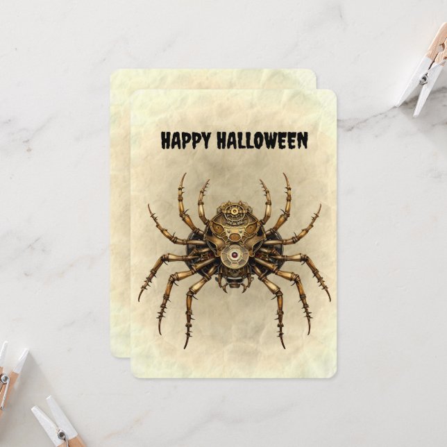 Aranha Steampunk Feliz Halloween (Frente/Verso In Situ)