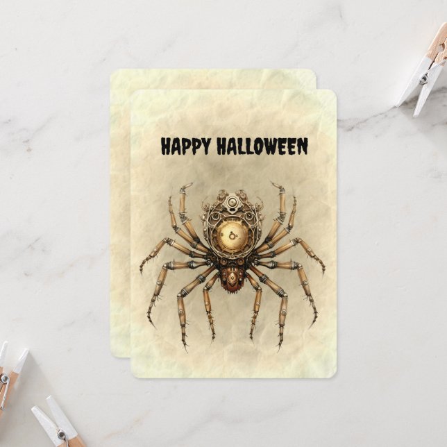 Aranha Steampunk Feliz Halloween (Frente/Verso In Situ)