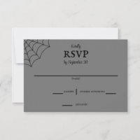 Aranhas Black and Cinza Gothic Wedding RSVP