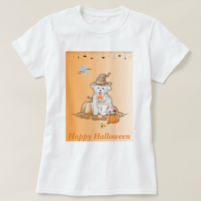 Aranhas de Cachorro Halloween e Camiseta Bat (Frente do Design)