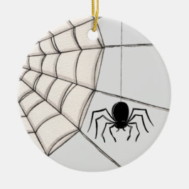 Aranhas e ornamento cerâmico do Halloween na Web