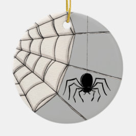 Aranhas e ornamento cerâmico do Halloween na Web