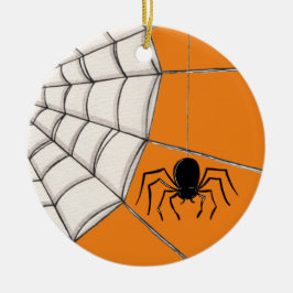 Aranhas e ornamento cerâmico do Halloween na Web