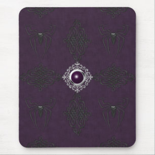 Aranhas & gema gótico roxa & de prata Mousepad
