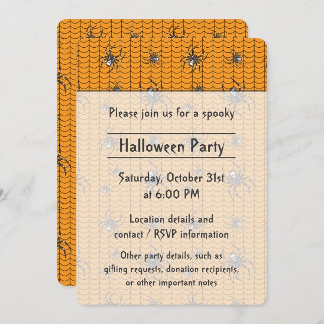 Aranhas no Convite de festas de Desfile (Frente/Verso)