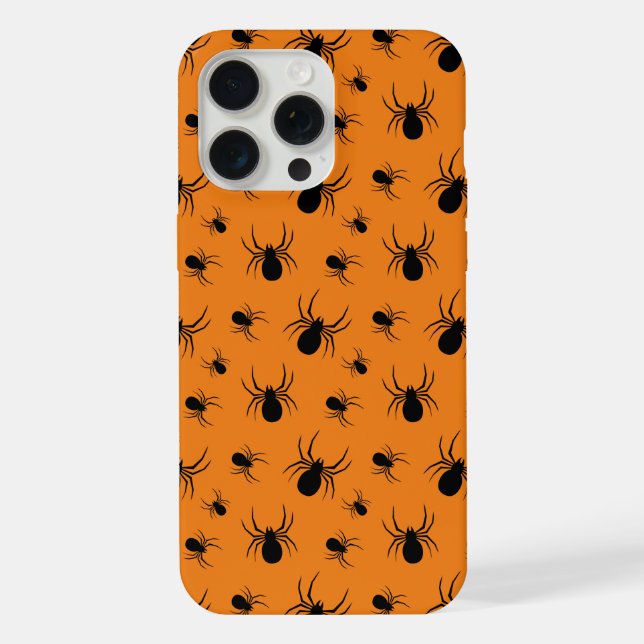 Aranhas Padrão de Halloween Preto e Laranja (Verso)