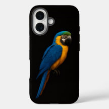 Arara Azul e Amarela Black 4 Luxe iPhone 16 Mate