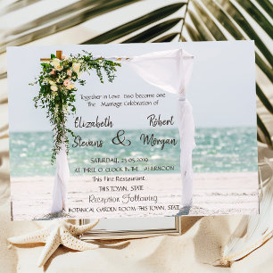 Arbusto Floral de Casamento na Praia  Convite de C