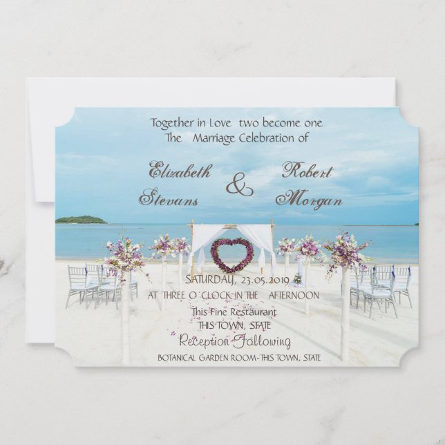 Arbusto Floral para Casamento na Praia Convite (Frente)