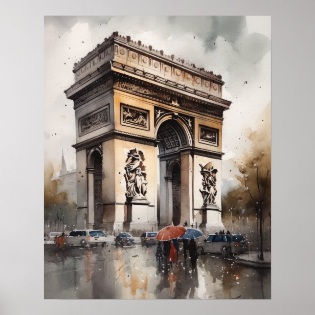 Arc De Triomphe Paris França Art Impressão Poster (Frente)